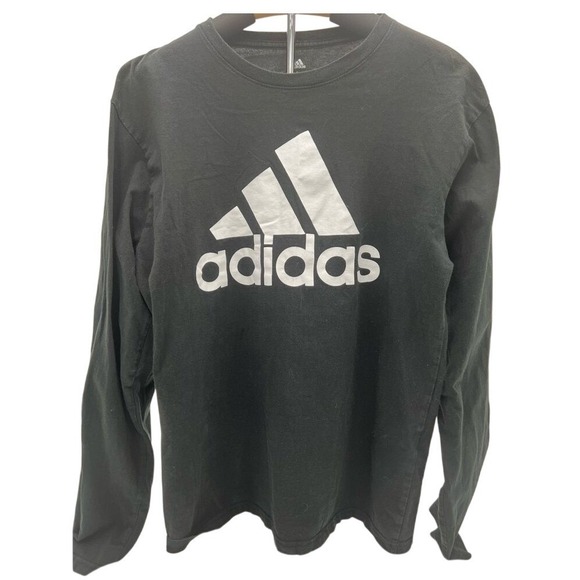 adidas Tops - Adidas Women Black Long Sleeve Graphic Tee Shirt Big Logo Size Large Fits Medium